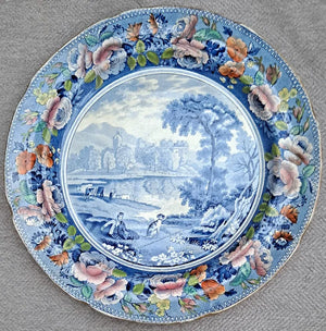 Georgian Blue & White "Linlithgow Palace" Plate ~ Masons