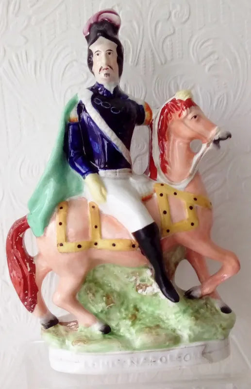 Pair of Antique English Victorian Staffordshire Pottery Figures ~ 