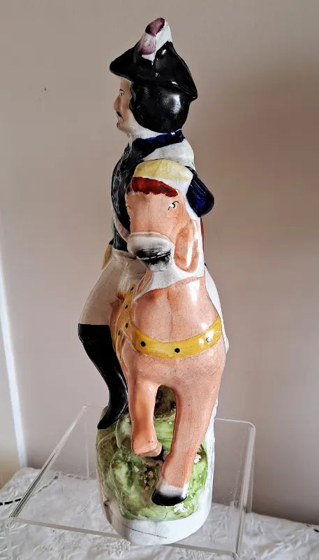 Pair of Antique English Victorian Staffordshire Pottery Figures ~ 