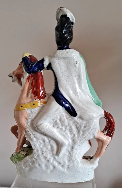 Pair of Antique English Victorian Staffordshire Pottery Figures ~ 