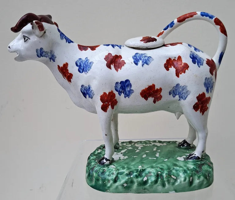 Antique Welsh Georgian Pottery Cow Creamer