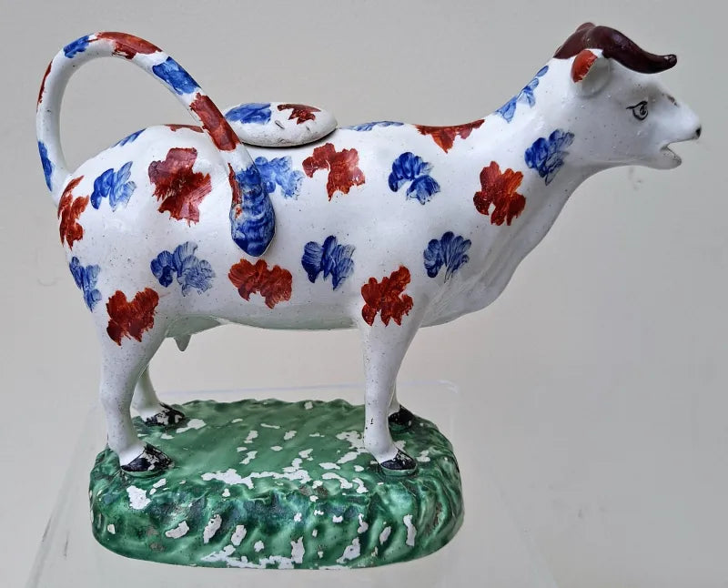 Antique Welsh Georgian Pottery Cow Creamer