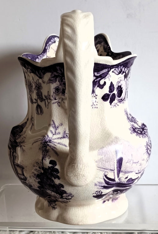Antique English Georgian Magenta Transfer Jug