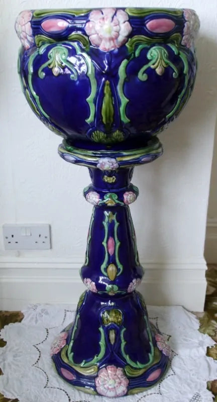 Majolica Jardiniere And Stand