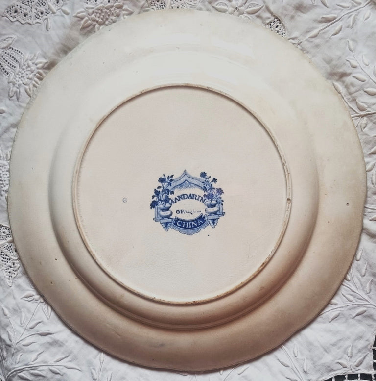 Antique Victorian Blue & White Transfer Plate ~ Mandarin Opaque China - Scene I