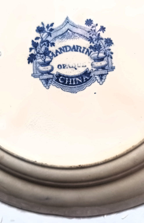 Antique Victorian Blue & White Transfer Plate ~ Mandarin Opaque China - Scene I