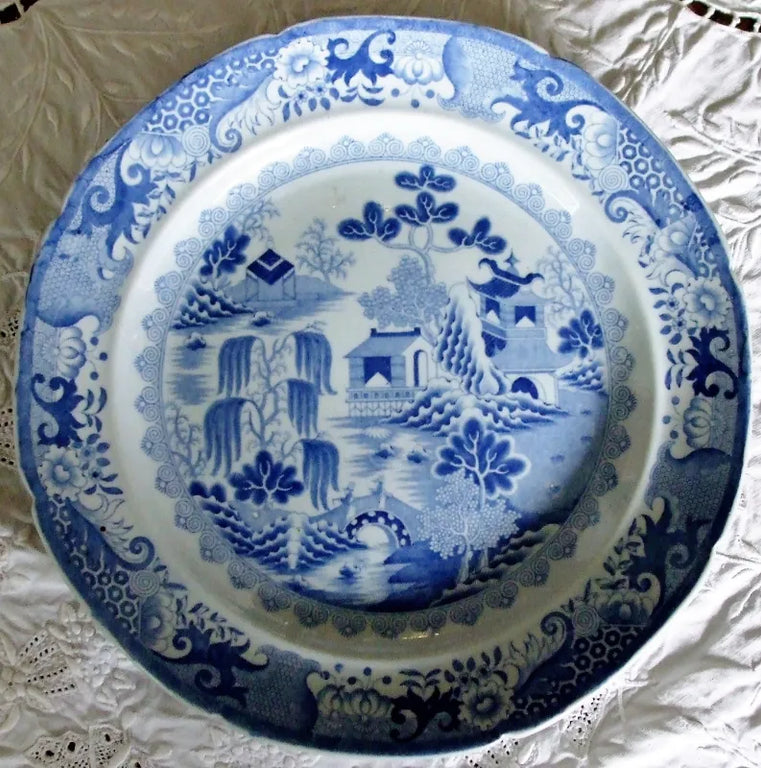 Antique Georgian Blue & White Transfer Mason's Ironstone Plate