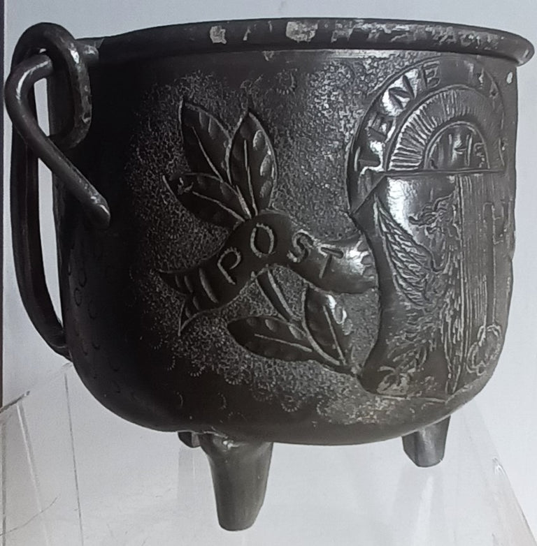 Antique Swiss Pewter Miniature Cauldron