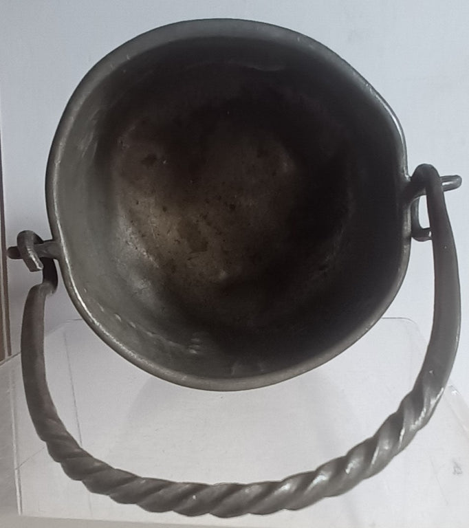 Antique Swiss Pewter Miniature Cauldron