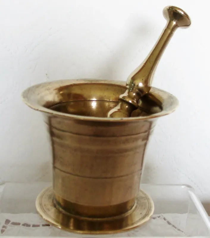 Antique English Victorian Brass Mortar & Pestle