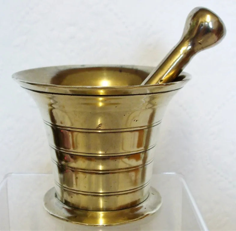 Antique English Victorian Brass Mortar & Pestle