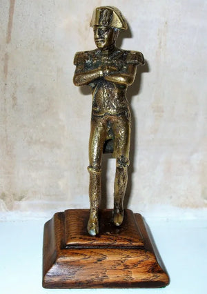 Antique English Georgian Oak Mounted Brass Maquette ~ Napoleon I