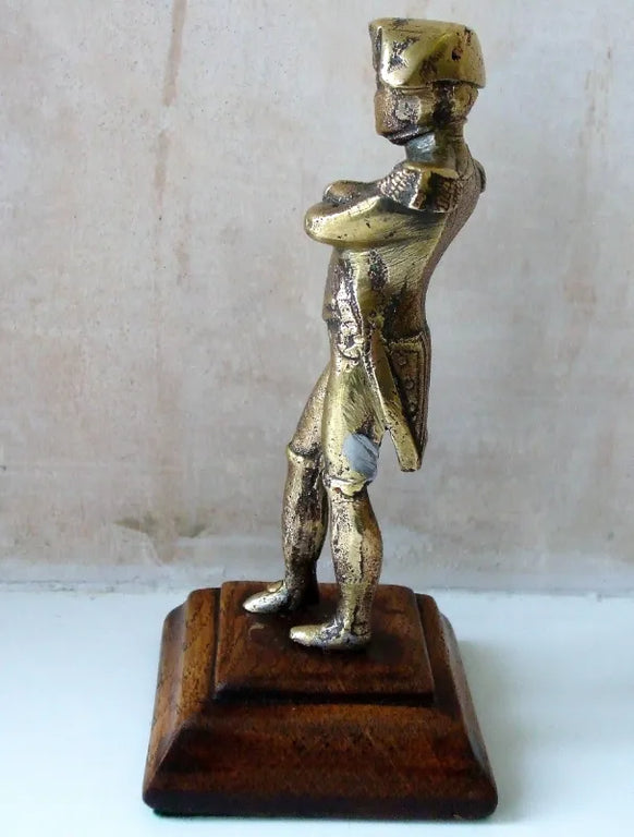 Antique English Georgian Oak Mounted Brass Maquette ~ Napoleon I