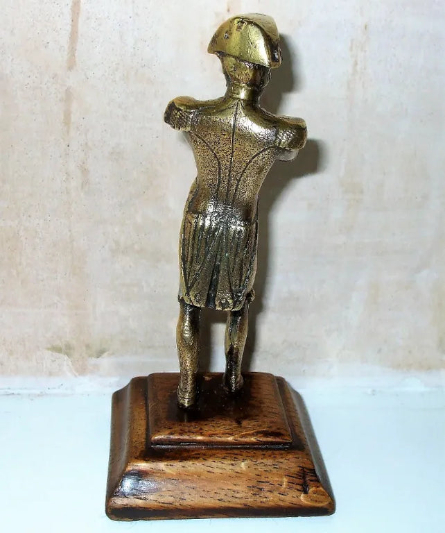 Antique English Georgian Oak Mounted Brass Maquette ~ Napoleon I