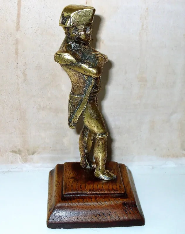 Antique English Georgian Oak Mounted Brass Maquette ~ Napoleon I