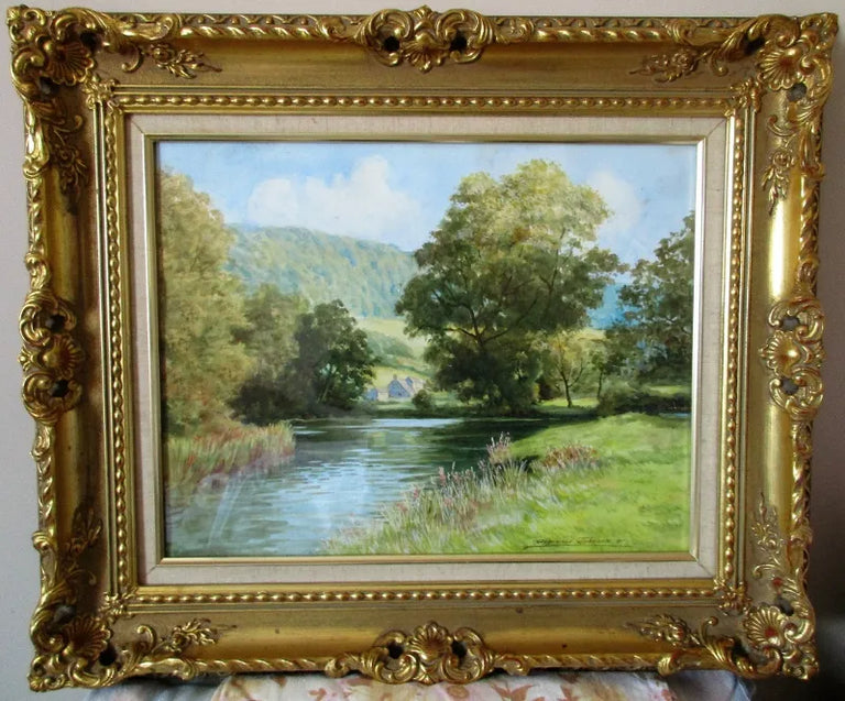 River Wye near Bakewell ~ Watercolour ~ Reg Johnson ~ c. 1990