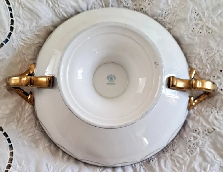 Vintage Japanese Noritake Porcelain Bowl on Stand