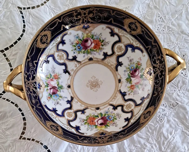 Vintage Japanese Noritake Porcelain Bowl on Stand