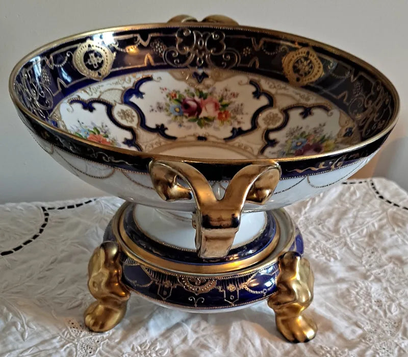 Vintage Japanese Noritake Porcelain Bowl on Stand