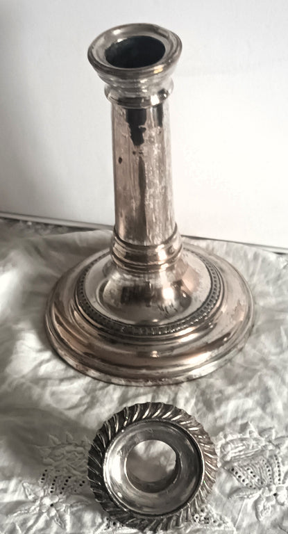 Antique English Victorian Old Sheffield Plate Candlestick