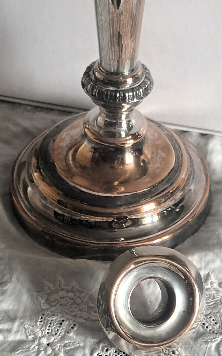 Antique English Victorian Old Sheffield Plate Candlestick