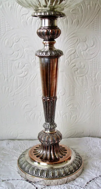 Antique English Georgian / Victorian Old Sheffield Plate Peg Lamp