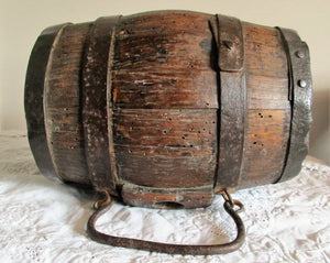Victorian Iron Bound Coopered Oak Cider Costrel