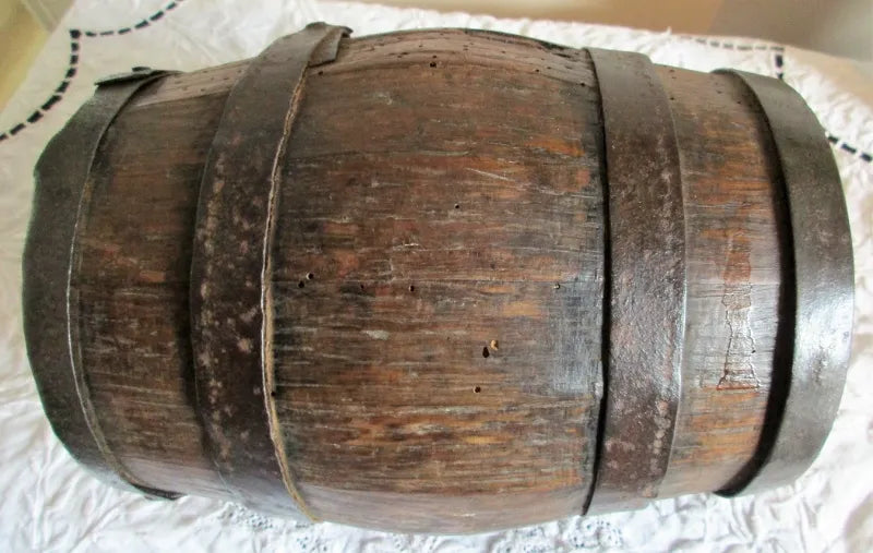 Victorian Iron Bound Coopered Oak Cider Costrel