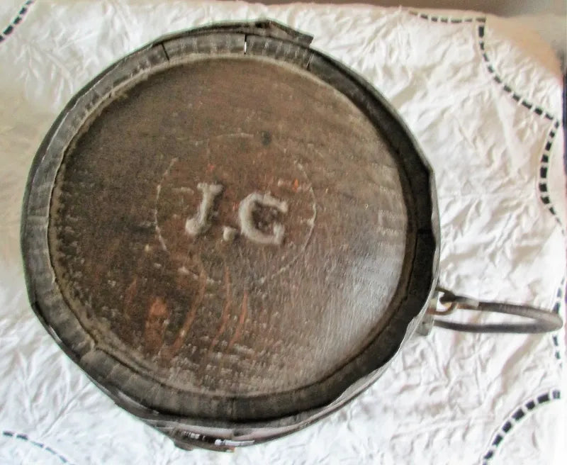 Victorian Iron Bound Coopered Oak Cider Costrel