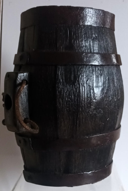Antique English Victorian Iron Bound Coopered Oak Cider Costrel