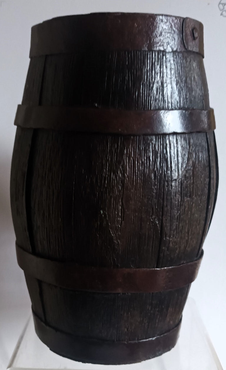 Antique English Victorian Iron Bound Coopered Oak Cider Costrel
