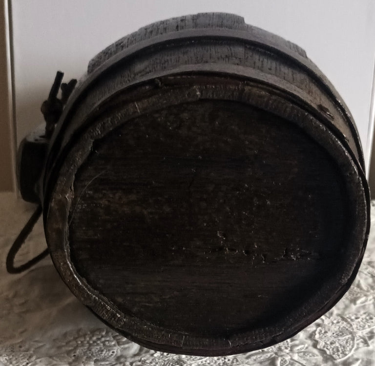 Antique English Victorian Iron Bound Coopered Oak Cider Costrel