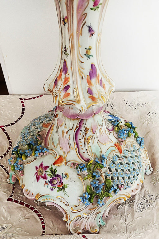 Antique German Porcelain Oil Lamp