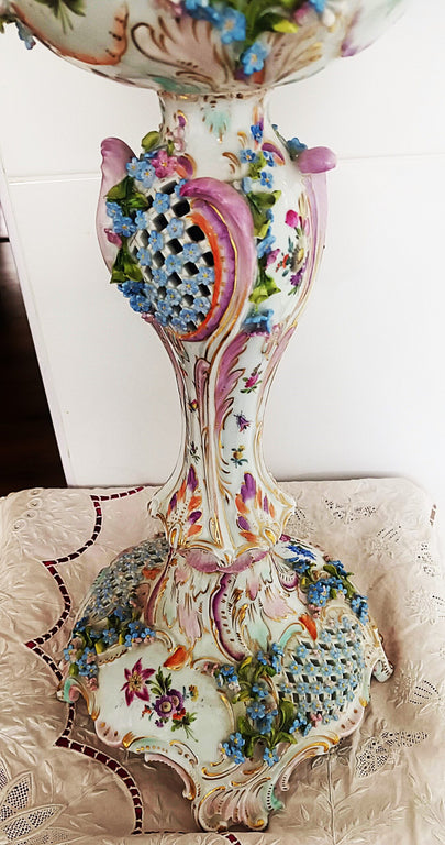 Antique German Porcelain Oil Lamp