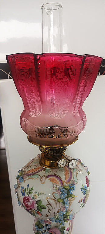 Antique German Porcelain Oil Lamp
