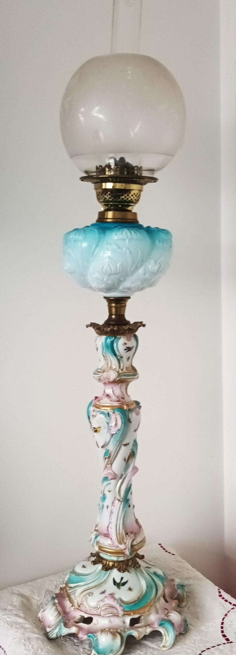 Antique German Porcelain Oil Lamp