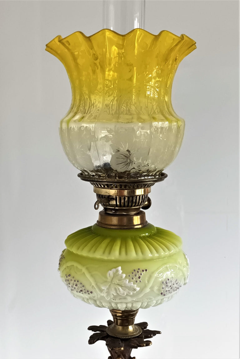 Antique English Victorian Gilded Oil Lamp