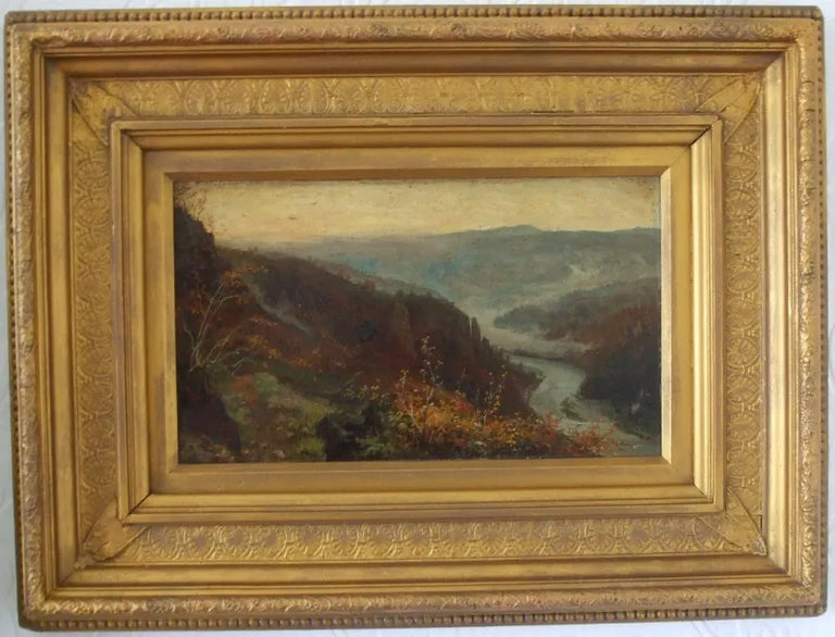 Antique English Victorian Gilt Framed Oil Painting on Panel