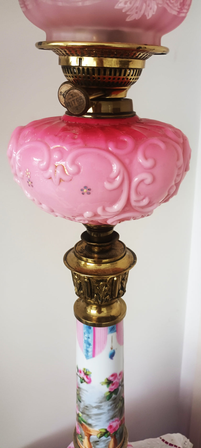 Antique English Victorian Porcelain Oil Lamp