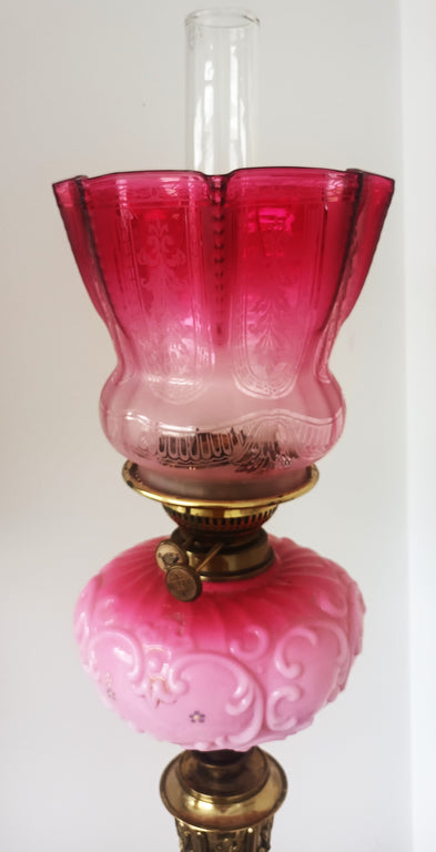 Antique English Victorian Porcelain Oil Lamp