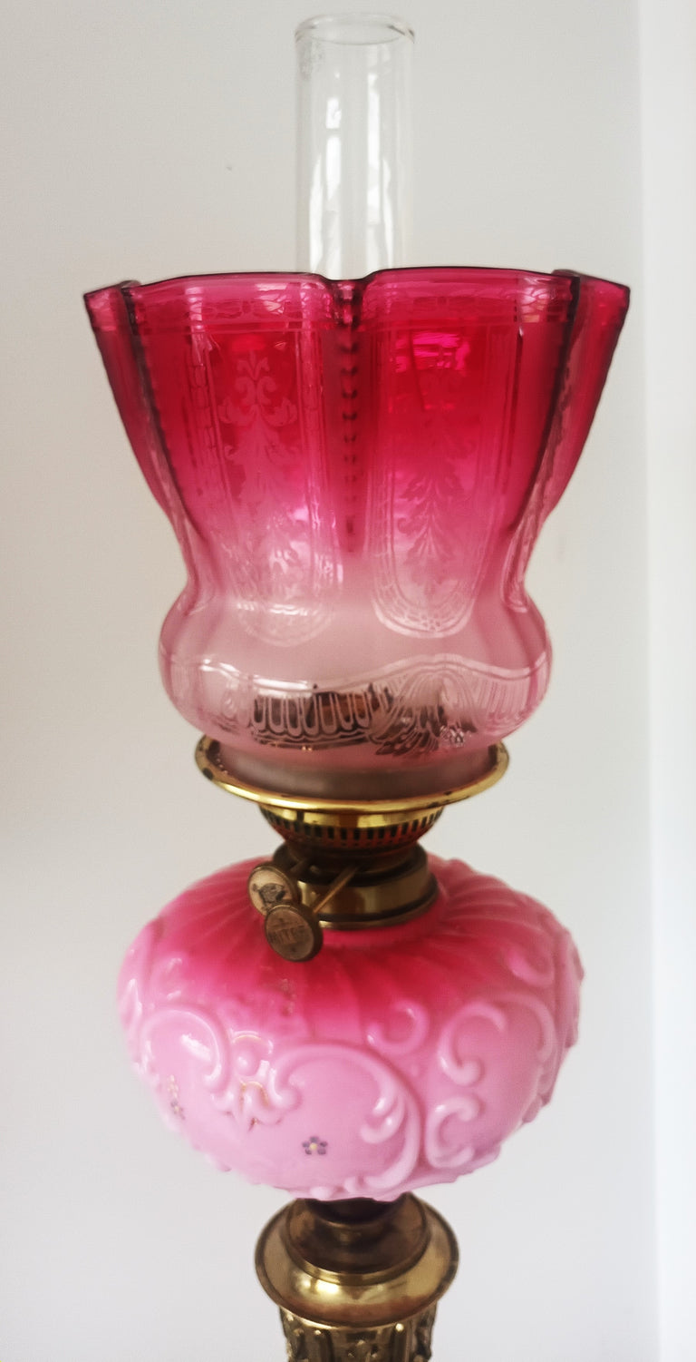 Antique English Victorian Porcelain Oil Lamp