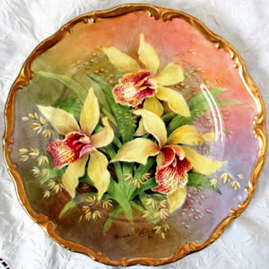Porcelain Cabinet Plate ~ "Orchids"
