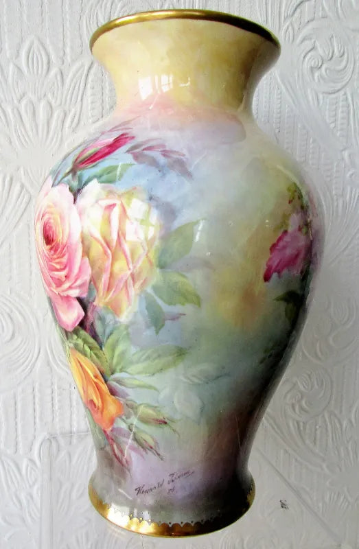 Porcelain Hand-Painted and Gilded Vase ~ 