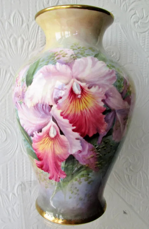 Porcelain Hand-Painted and Gilded Vase ~ 