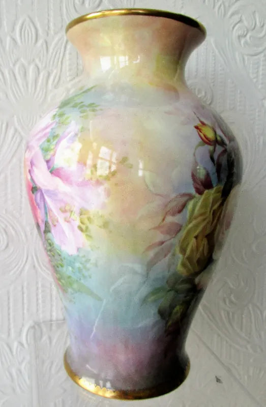 Porcelain Hand-Painted and Gilded Vase ~ 