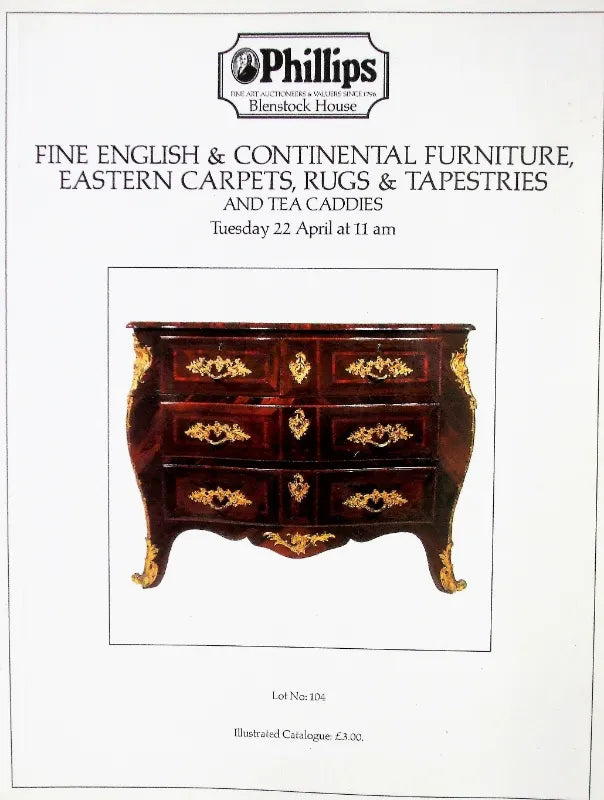 Phillips ~ Furniture, Rugs, Tea Caddies ~ London ~ 22. 04. 1986