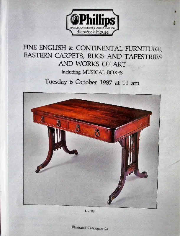 Phillips ~ Furniture, Rugs, Musical Boxes ~ London ~ 06. 10. 1987