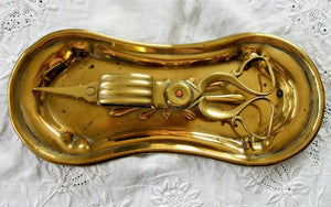 Pair of Victorian Art Nouveau Brass Candle Snuffers with Tray