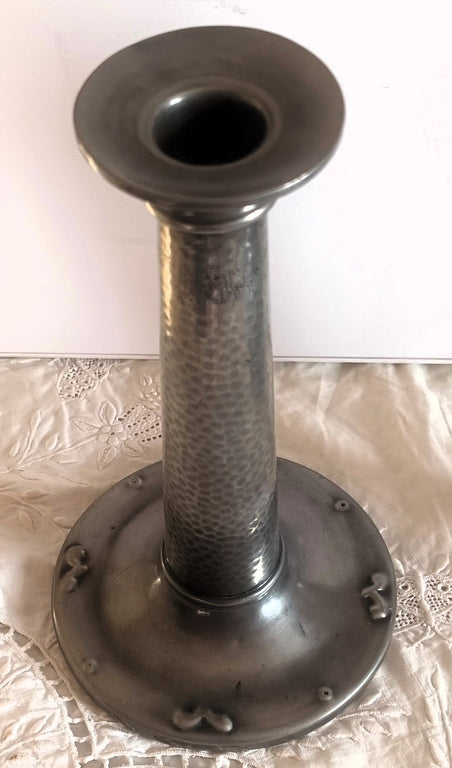 Pair Arts and Crafts Pewter Candlesticks 1c
