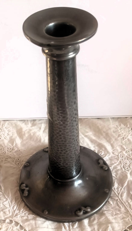 Pair Arts and Crafts Pewter Candlesticks 1d